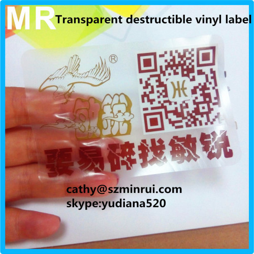 self adhesive transparant sticker labels