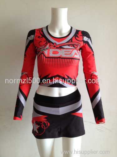 Red printing Hot style Free custom cheerleader competition cheerleading costumes wholesale price