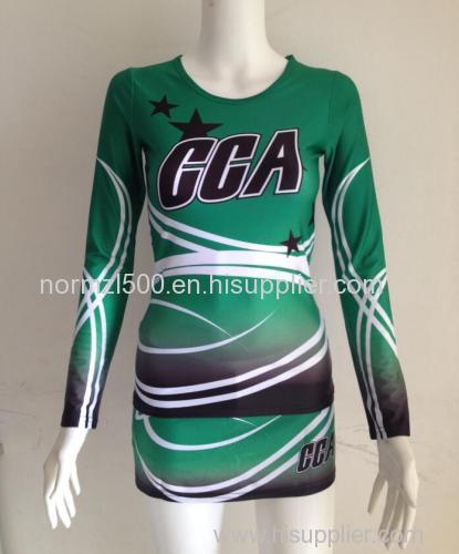 Green hot top all star cheerleading long top and skirts cheerleading uniform cheerleader sexy costumes