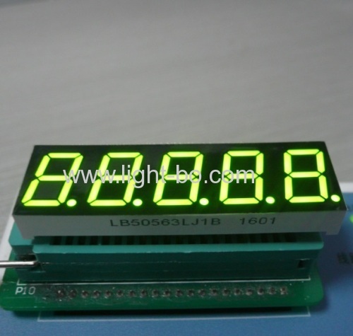 Super bright green common cathode 0.56 5 digit 7 segment led display for process control