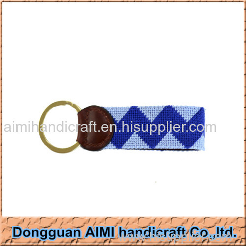AIMI Fashion design handmade leather key fob needlepoint keychain felt key chain with best quality