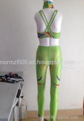 Lycra fabric gym printed yoga sports wear pants and sports bra sexy open outdoor beach wear