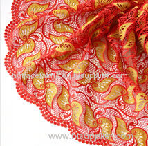 Fancy style african lace embroidery fabric with rhinestones for nigerian wedding party dress