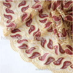 Fancy style african lace embroidery fabric with rhinestones for nigerian wedding party dress