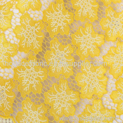 Unique design african yellow cord lace fabrics high quality with stones for nigerian wedding dress