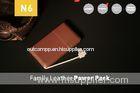 Portable External Leather 6000mAh Power Bank Smartphone Battery Pack