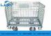 Zinc Finish Rigid Rolling Metal Mesh Cage With Foot Brakes / Castors
