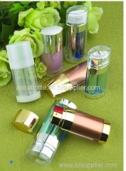 empty 2x10ml 2x15ml 2x30ml oval shape dual chambe plasticr cosmetic airless bottle