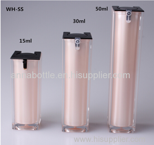 empty 15ml 30ml 50ml square cosmetic airless pump bottle