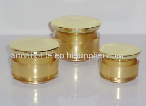 empty 15gm 30gm 50gm cosmetic acrylic double wall jar with gold lid