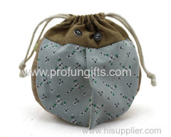 Promotional Gift Design Flax drawstring bag &Change pocket