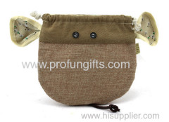 Promotional Gift Design Flax drawstring bag&Change pocket