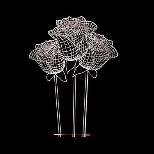 Optical Illusion 3D LED Rose Room Decoration Lamp