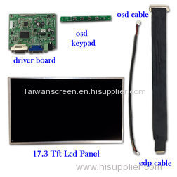 17.3" 16:9 Color Lcd module with led backlight eDP interface with 300 cd/m2