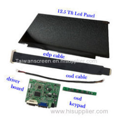 12.5-inch Notebook Screen 1920x1080 with 400 cd/m2 white luminance plus lcd controller board