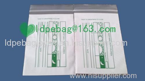 White PE medical envelope /Medicine Zip Lock Bag for Hospital