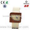 Square Shape Wooden Face Watch With Changable Leather Band