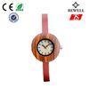 Water Resistance Natural Wooden Watch With Leather Band Round Face
