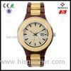 Stainless Steel Bezel Movt Ladies Wooden Watch With Date CE ROHS FSC