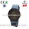 High - end Black Leather Band Wooden Watch With Logo Customized
