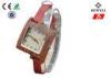 Fashion Square Face Ladies Analog Wooden Watch With Leather Band