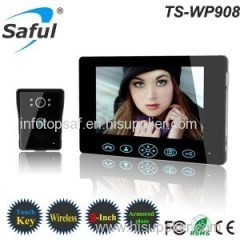 Saful TS-WP908 1V1 2.4GHz Digital 9 inch Wireless Video Door Phone Doorbell Kit Home Security System Night Vision