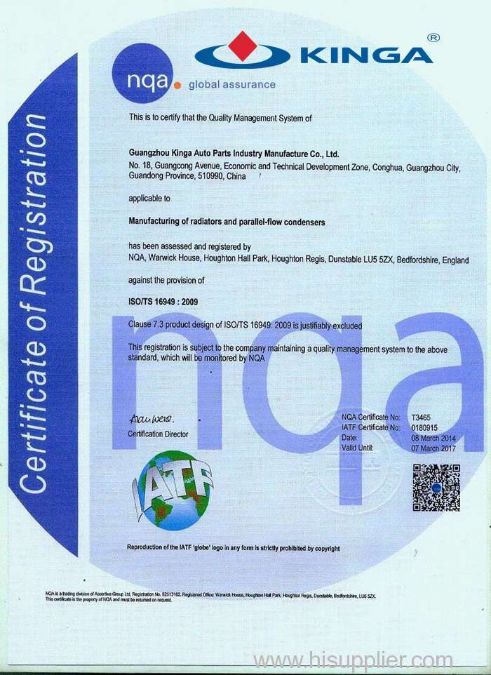 Certificates ISO/SO 16949:2009