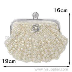 New Fashion Women Single Side Beaded Lady Cultch Pearl Evening Bag Gorgeous Bridal Wedding Purse Party Handbag