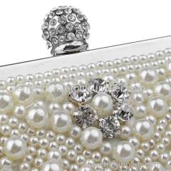 New Fashion Women Single Side Beaded Lady Cultch Pearl Evening Bag Gorgeous Bridal Wedding Purse Party Handbag