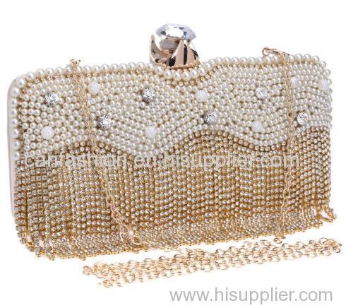 Luxurious Full Beaded Crystal Scallop Ladies Handbags Evening Shoulder Bags