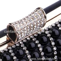 Crystal Day Clutch Evening Bag for Wedding Party Banquet Black Gold Silver