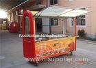 Hand Push Stainless Steel Coffee Cart Moving Towable Snack Fast Food Kiosk