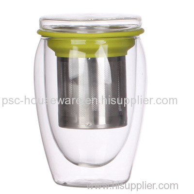 300ml Double Layer Borosilicate Glass Cup With Stainless Steel Infuser