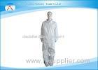 White Waterproof Non Woven Disposable Coveralls With Elastic Cuffs + Front Zipper