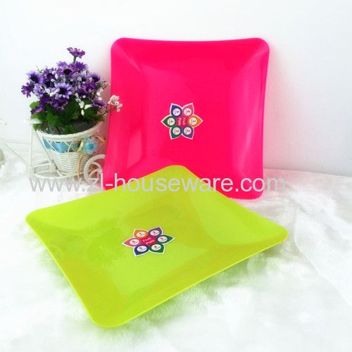 Color plastic fruit tray Plastic serving plate for candy fruit snack nuts square shape