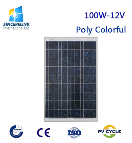 100W 12V Polycrystallie Colorful Solar Panel
