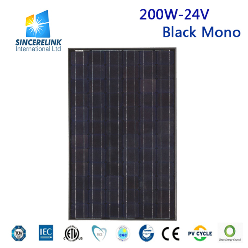 200W 24V Monocrystalline Black Solar Panel