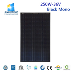 250W 36V Monocrystalline Black Solar Panel