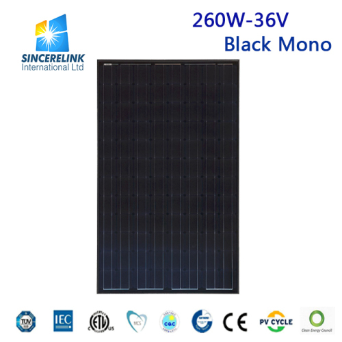 260W 36V Monocrystalline Black Solar Panel