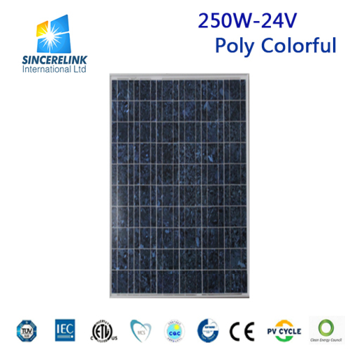 250W 24V Polycrystalline Colorful Solar Panel