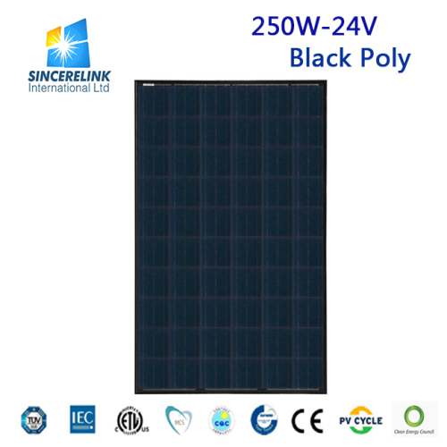 250W 24V Polycrystalline Black Solar Panel