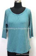 Lady's summer wear knit T-shirt