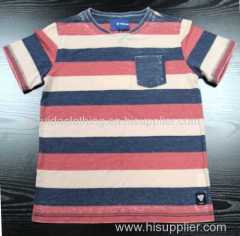 Boy's summer wear round collar stripe T-shirt