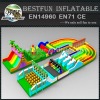 Amusement park giant inflatable slide obstacle course combo