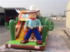Funny inflatable cowboy obstacle course and western combo inflatable slide