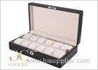 Mens Leather Watch Box / Leather Watch Storage Case With 12 Watches Capacity