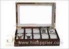 10 Slot Glossy Wooden Watch Display Case With Velvet Pillows