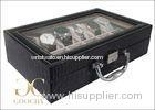 12 Slot Leather Watch Storage Case with Handle Watch Carrying Case