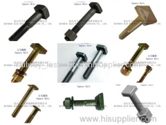 Square Bolts with Nut and Washer for Rail Fastening