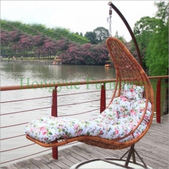 Colorful rattan hammock with cushions outdoor wicker hammocks